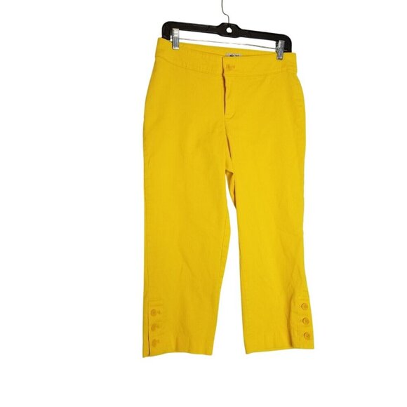 Monroe & Main Womens Yellow Cropped Pants Size 8‎ High Waisted - Picture 2 of 10